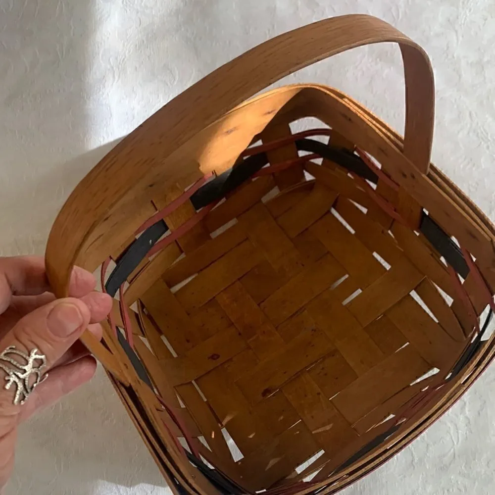 Basket w/Handle Henn Workshops Woven Wooden Hand Crafted Vintage